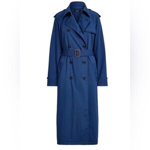 LAUREN Ralph Lauren Women’s Blue Featherweight Twill Double-Breasted Trench Coat